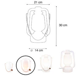 QAZQA Tafellamp Oplaadbaar 30 Cm IP44 Wit - Storm Small -Huishoudelijke Artikelen Verkoop 1000014991 0102