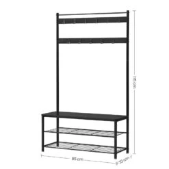 ACAZA XL Garderoberek Met Schoenenbank, Kapstok En Schoenenrek, 11 Haken, Zwart 2 ACAZA XL Garderoberek Met Schoenenbank, Kapstok En Schoenenrek, 11 Haken, Zwart -Huishoudelijke Artikelen Verkoop 1000034356 0102