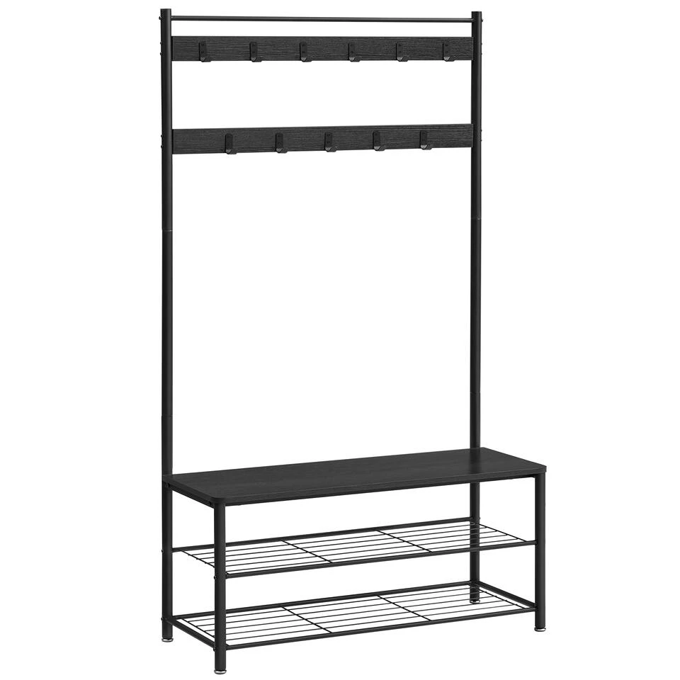 ACAZA XL Garderoberek Met Schoenenbank, Kapstok En Schoenenrek, 11 Haken, Zwart ACAZA XL Garderoberek Met Schoenenbank, Kapstok En Schoenenrek, 11 Haken, Zwart -Huishoudelijke Artikelen Verkoop 1000034356