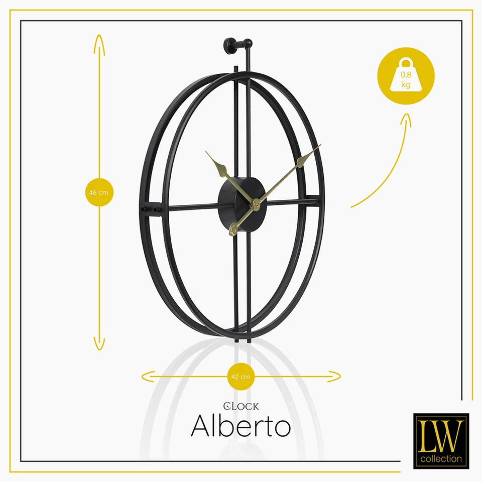 LW Collection Wandklok Alberto Zwart Met Gouden Wijzers 42cm LW Collection Wandklok Alberto Zwart Met Gouden Wijzers 42cm -Huishoudelijke Artikelen Verkoop 1000064278 0102