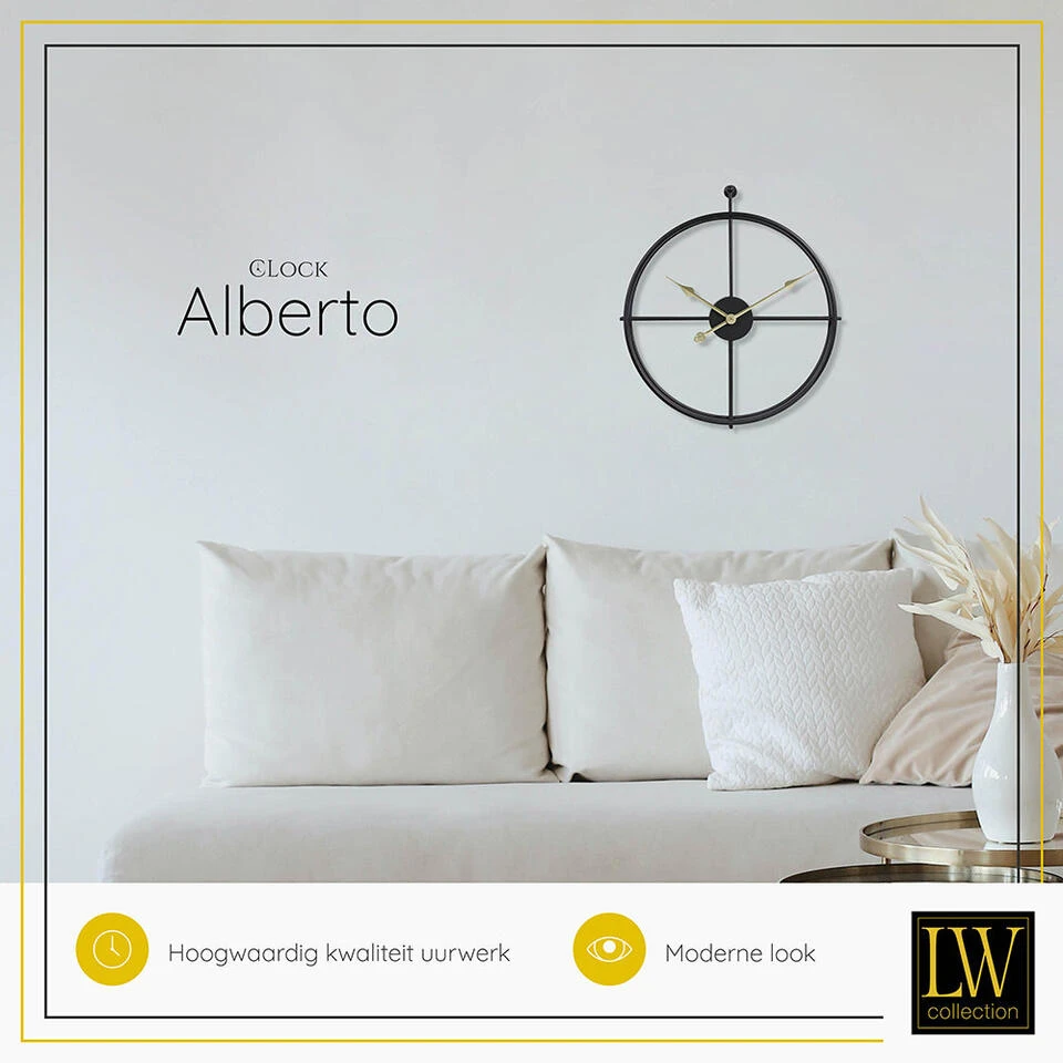 LW Collection Wandklok Alberto Zwart Met Gouden Wijzers 42cm LW Collection Wandklok Alberto Zwart Met Gouden Wijzers 42cm -Huishoudelijke Artikelen Verkoop 1000064278 0103