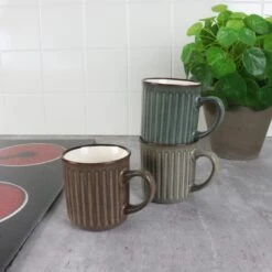 OTIX Koffiekopjes Met Oor Set Van 4 Aardewerk 200 Ml MOSS -Huishoudelijke Artikelen Verkoop 1000068767 0110