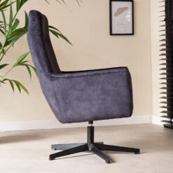 Fauteuil Draaibaar Casper Velvet Antraciet - Stof - Grijs -Huishoudelijke Artikelen Verkoop 1000072638 0102