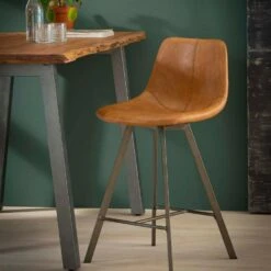 Barstoel Jill Kuip - Lederlook - Bruin -Huishoudelijke Artikelen Verkoop 1000076859 0102