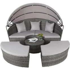 Tectake - Aluminium Wicker Ligbed - Grijs -Huishoudelijke Artikelen Verkoop 1000077836 0102