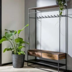 Garderobe Kapstok Brent 35x120x180cm - Hout - Grijs -Huishoudelijke Artikelen Verkoop 1000080538 0102