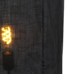 QAZQA Design Vloerlamp Zwart Linnen Kap - Rich -Huishoudelijke Artikelen Verkoop 1000080978 0103
