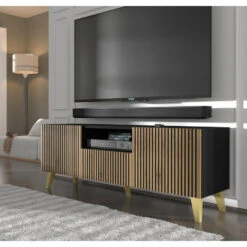 TV Meubel Ravenna P Painted MDF 56x150x42 Zwart -Huishoudelijke Artikelen Verkoop 1000088535 0102