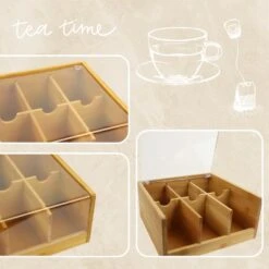 Orange85 Theedoos 6 Vaks Bamboe 20,5x22x10 Cm Kunststof 3 Orange85 Theedoos 6 Vaks Bamboe 20,5x22x10 Cm Kunststof -Huishoudelijke Artikelen Verkoop 1000090166 0111