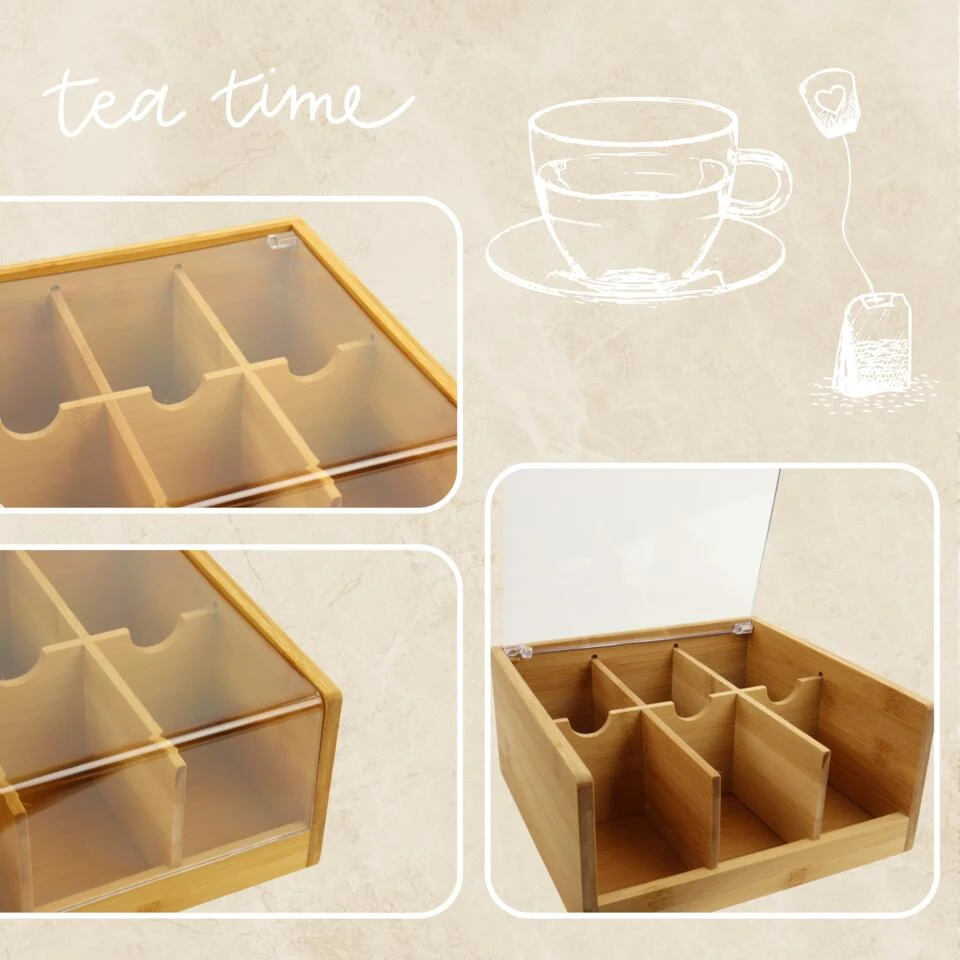 Orange85 Theedoos 6 Vaks Bamboe 20,5x22x10 Cm Kunststof Orange85 Theedoos 6 Vaks Bamboe 20,5x22x10 Cm Kunststof -Huishoudelijke Artikelen Verkoop 1000090166 0111