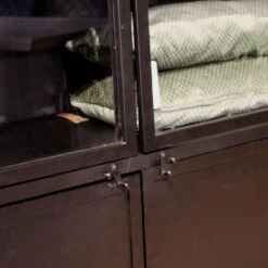 Cavetown Vitrinekast Industrieel Garcia Zwart - 45x140x185 Cm -Huishoudelijke Artikelen Verkoop 1000094167 0102