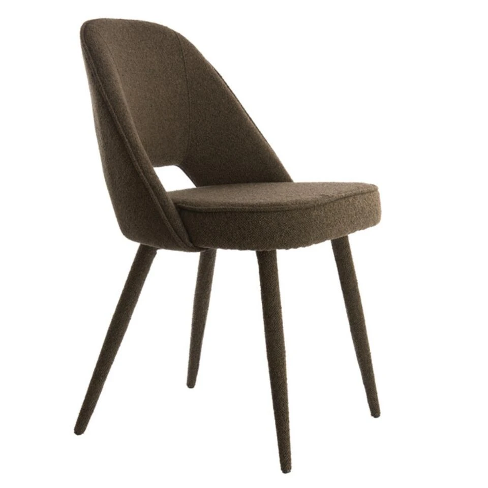 Djeslin Eetkamerstoel Donkerbruin - Stof - Bruin Djeslin Eetkamerstoel Donkerbruin - Stof - Bruin -Huishoudelijke Artikelen Verkoop 1000096988