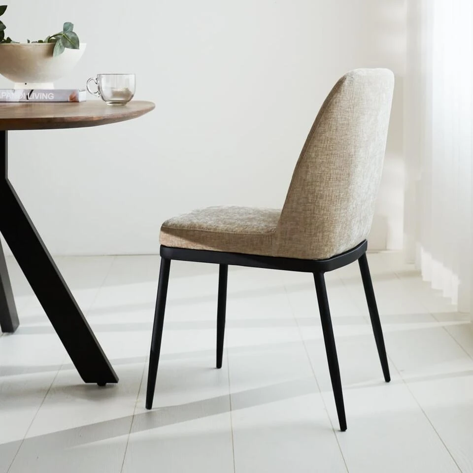 Eetkamerstoel Noli Chenille Beige - Stof - Beige Eetkamerstoel Noli Chenille Beige - Stof - Beige -Huishoudelijke Artikelen Verkoop 1000097141 0101