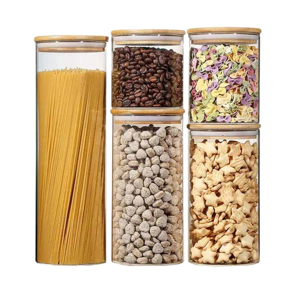 LW Collection Voorraadpotten Glas 5 Stuks Met Bamboe Deskel LW Collection Voorraadpotten Glas 5 Stuks Met Bamboe Deskel -Huishoudelijke Artikelen Verkoop 1000097165