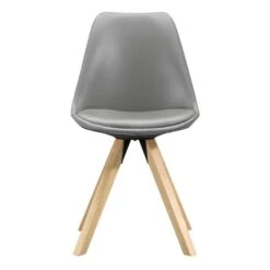 Huishoudelijke Artikelen Verkoop 15 Eetkamerstoel Senja - Lederlook - Donkergrijs - Naturel Hout