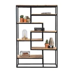 Wandmeubel Kyan - Zwart/naturel - 180x120x40 Cm 3 Wandmeubel Kyan - Zwart/naturel - 180x120x40 Cm -Huishoudelijke Artikelen Verkoop 10600656 0140