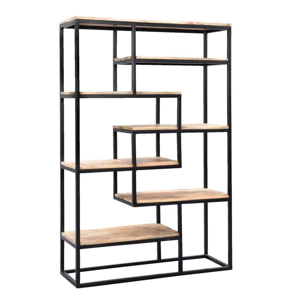 Wandmeubel Kyan - Zwart/naturel - 180x120x40 Cm Wandmeubel Kyan - Zwart/naturel - 180x120x40 Cm -Huishoudelijke Artikelen Verkoop 10600656 0300