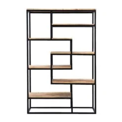 Wandmeubel Kyan - Zwart/naturel - 180x120x40 Cm