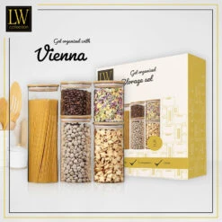 LW Collection Voorraadpotten Glas 5 Stuks Met Bamboe Deskel 2 LW Collection Voorraadpotten Glas 5 Stuks Met Bamboe Deskel -Huishoudelijke Artikelen Verkoop 252f0e885761417e8aac82bca526b67e