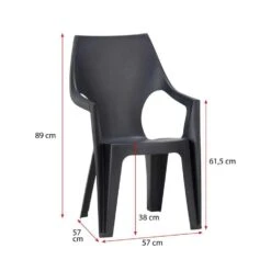 Keter - Stapelstoel Dante Hoge Rug - Donkergrijs - 89x57x57 Cm -Huishoudelijke Artikelen Verkoop 50100437 9601