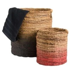 Mand Falco - Naturel/zwart - 45xØ40 Cm -Huishoudelijke Artikelen Verkoop 70503543 3300