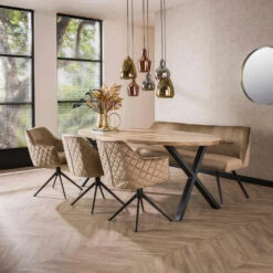 Diego Eetkamerbank Velvet - Stof - Beige -Huishoudelijke Artikelen Verkoop d6cba83be925486a8f2ed85d04af58ff